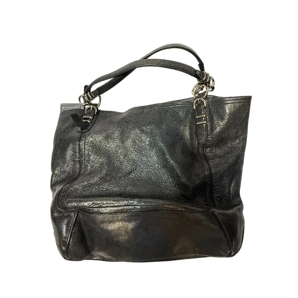 Coach Black Metallic Kristin Pinnacle Leather Classic Tote